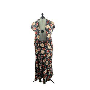 Jones New York Floral Silk Two-Piece Dress Set Size 16